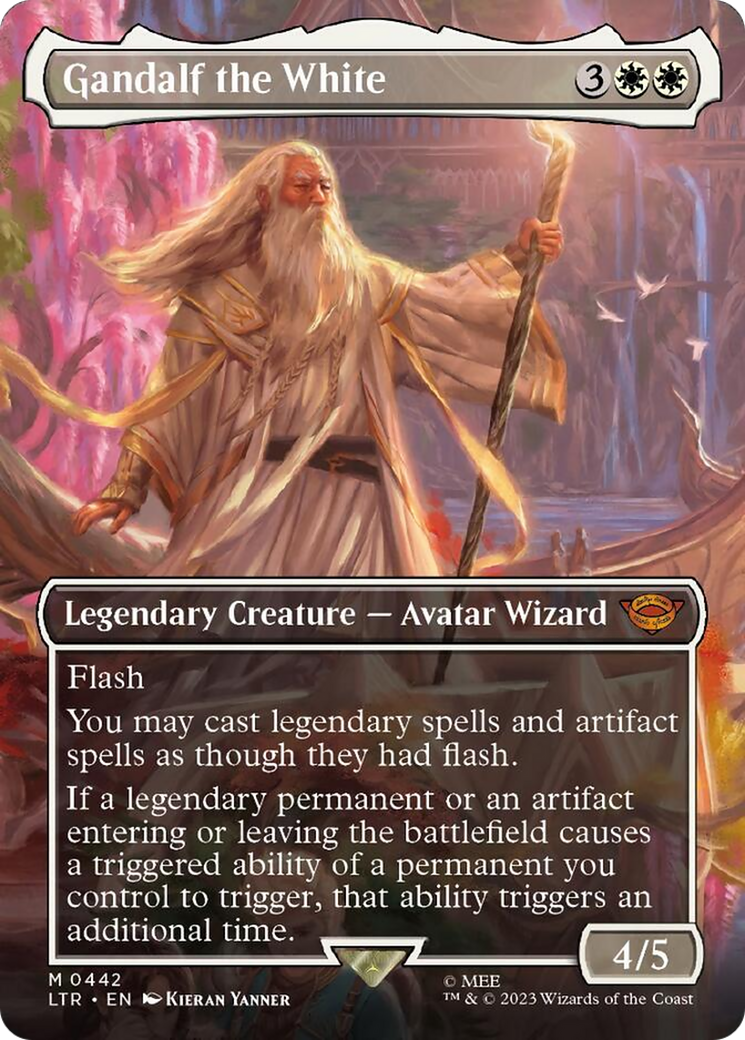 mtg alt art cards Gandalf the White (Borderless Alternate Art) [The Lord of the Rings: T