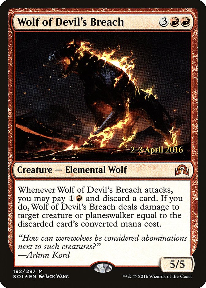 Wolf of Devil's Breach (Prerelease) [Shadows over Innistrad Prerelease Promos]