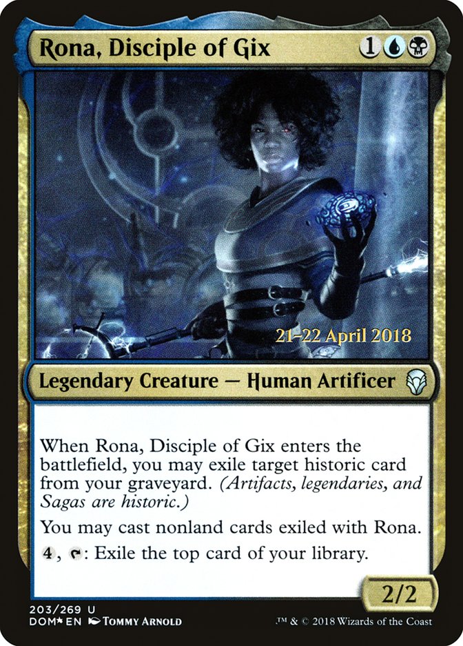 Rona, Disciple of Gix  (Prerelease) [Dominaria Prerelease Promos]