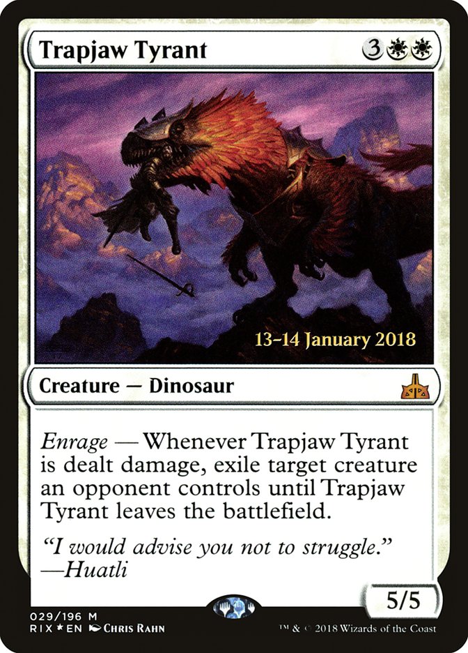 Trapjaw Tyrant (Prerelease) [Rivals of Ixalan Prerelease Promos]