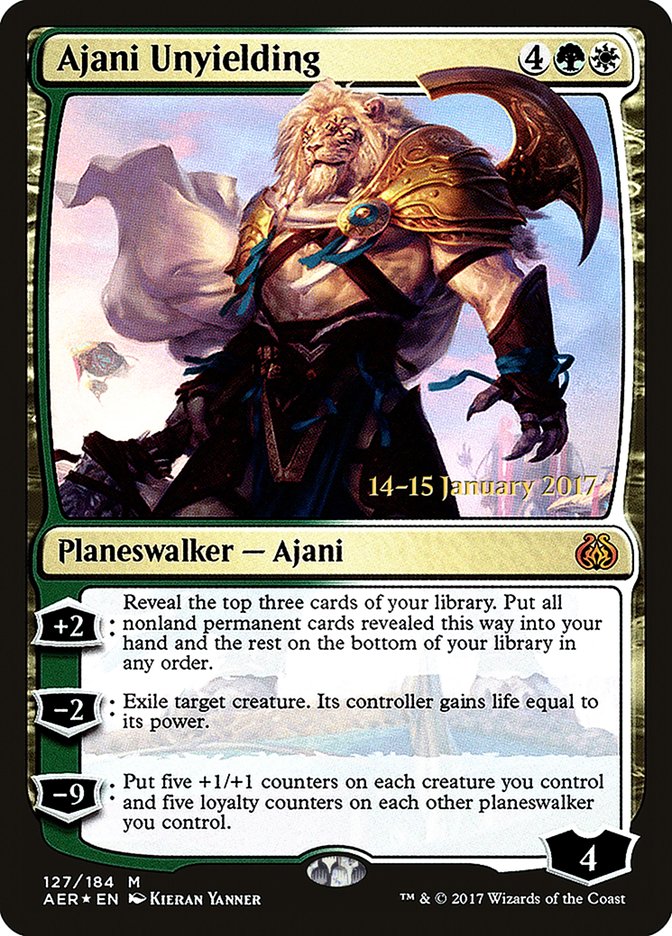 Ajani Unyielding  (Prerelease) [Aether Revolt Prerelease Promos]