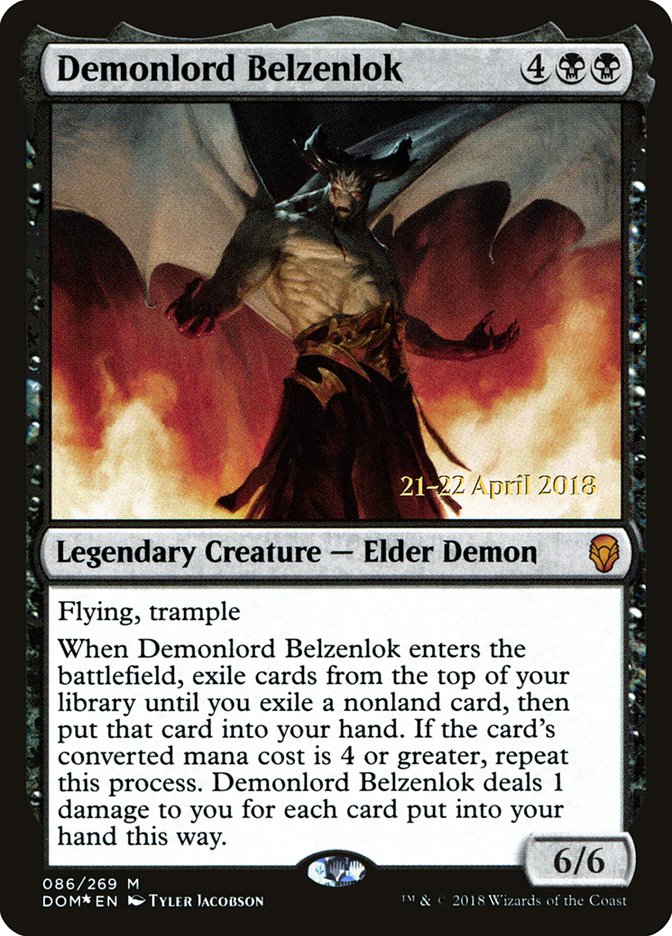 Demonlord Belzenlok  (Prerelease) [Dominaria Prerelease Promos]