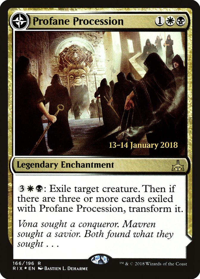 Profane Procession // Tomb of the Dusk Rose (Prerelease) [Rivals of Ixalan Prerelease Promos]