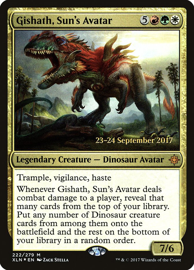 Gishath, Sun's Avatar  (Prerelease) [Ixalan Prerelease Promos]