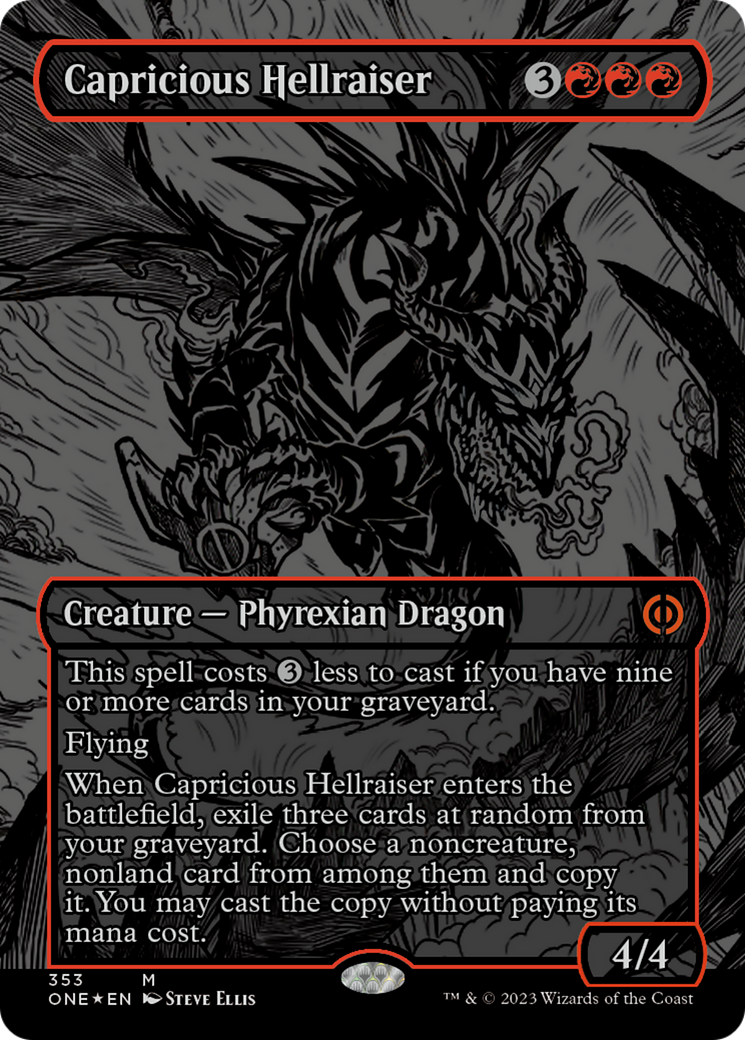 Capricious Hellraiser (Oil Slick Raised Foil) [Phyrexia: All Will Be O Capricious Hellraiser (Oil Slick Raised Foil) [Phyrexia: All Will Be O