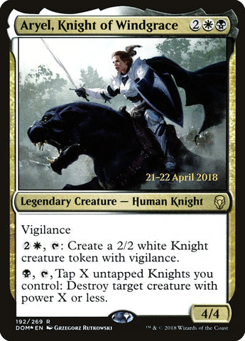 Aryel, Knight of Windgrace  (Prerelease) [Dominaria Prerelease Promos]